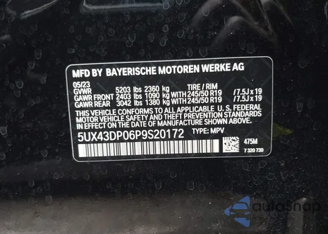 2023 BMW X3 Sdrive30I from USA, damaged, VIN 5UX43DP06P9S20172